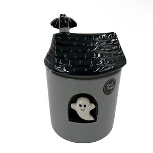 Cobwebs and Cauldrons Ceramic 5x9in Ghost House Cookie Jar